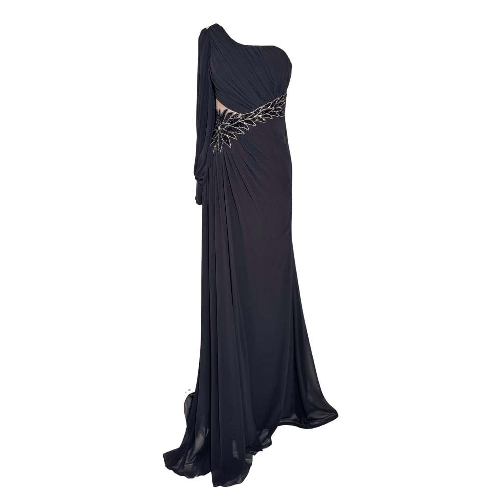 Cult Moda - One-Shoulder Long Sleeve Chiffon Gown - FR 38